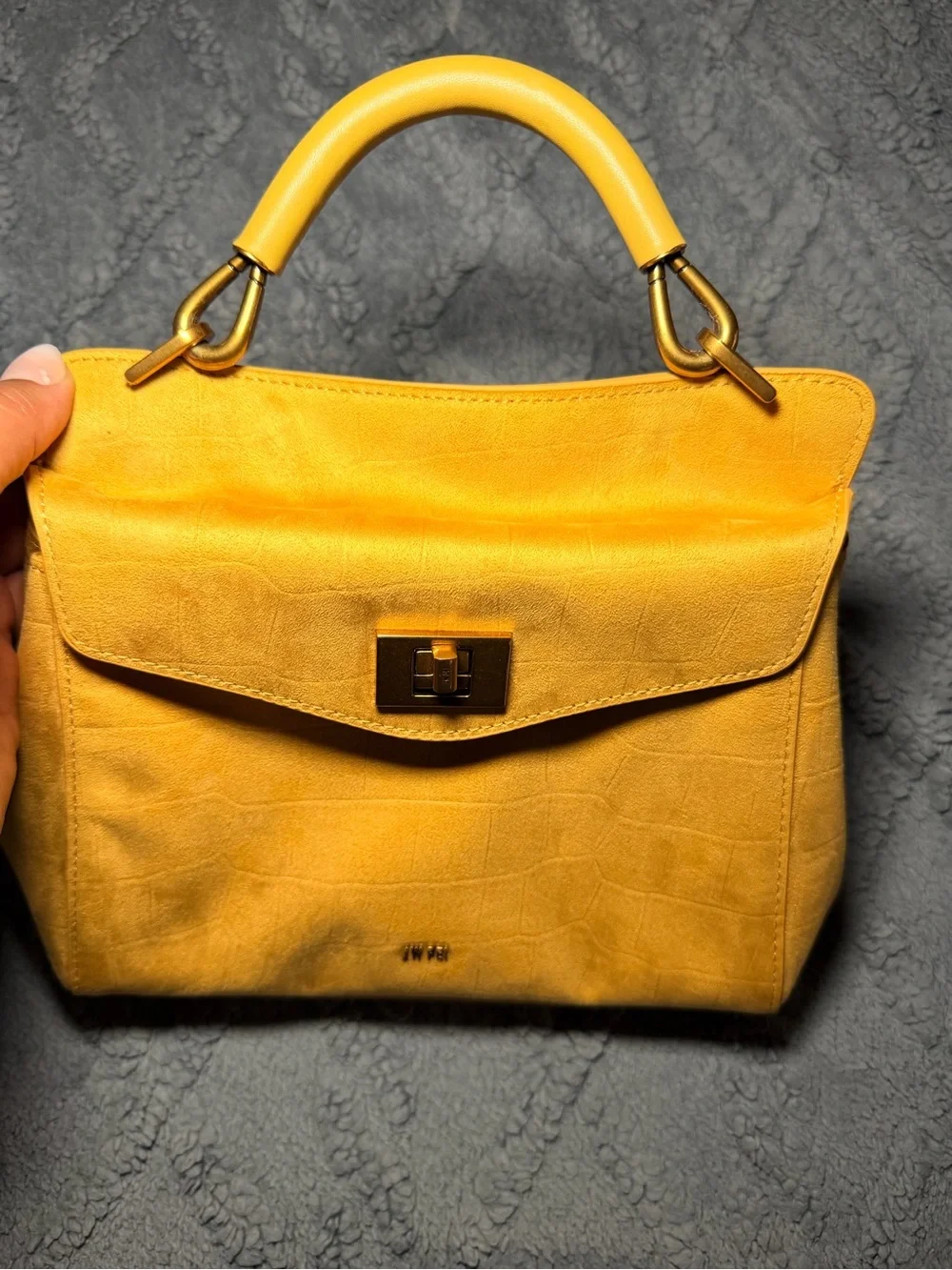 JW PEI Yellow Croc-Embossed Top-Handle Crossbody